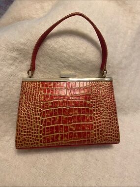 Valarie Steven’s Red Croc-Embossed Top-Handle Evening Bag